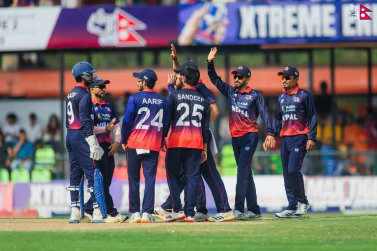 घरेलु मैदानमा नेपालको कीर्तिमानी ब्याटिङ, शीर्षस्थानको अमेरिका १२२ रनले पराजित